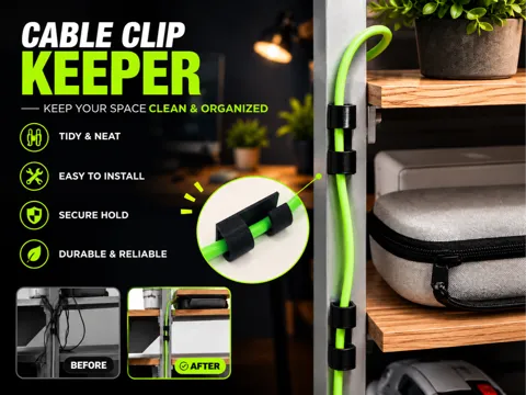 Clip o pieza de sujeción: Cable Clip Keeper – Cable Management — referencia de MakerWorld