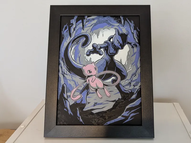 Mew/Mewtwo Pokemon 6x8 Hueforge - Two Part Design