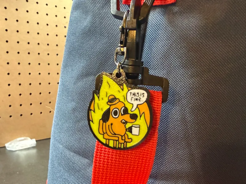 This is Fine meme Keychain or Bag Clip