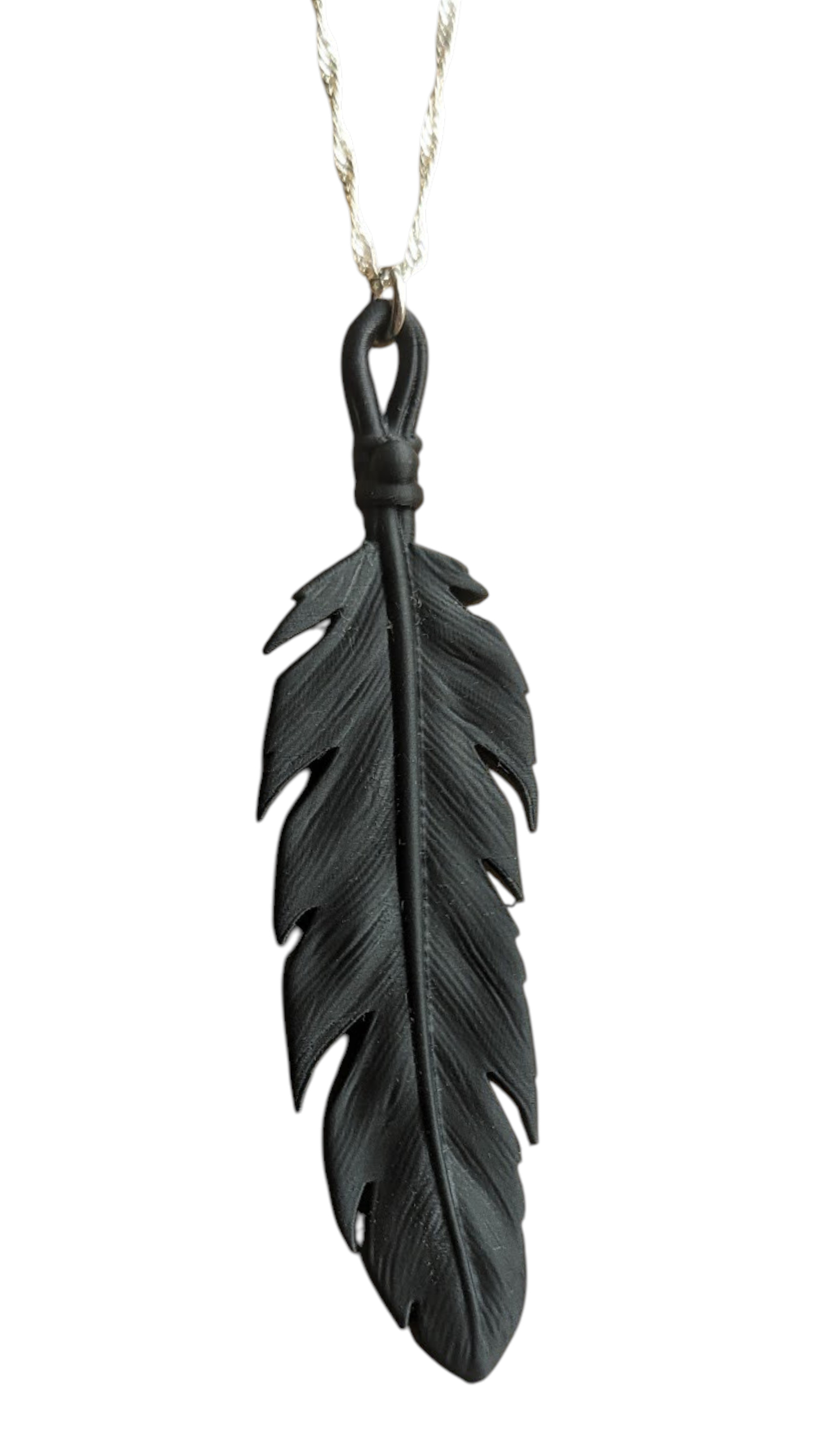 Gothic Raven Feather Charm Necklace - 1