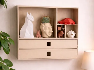 Fibonacci Mini Wall/Desktop Shelf with Drawers