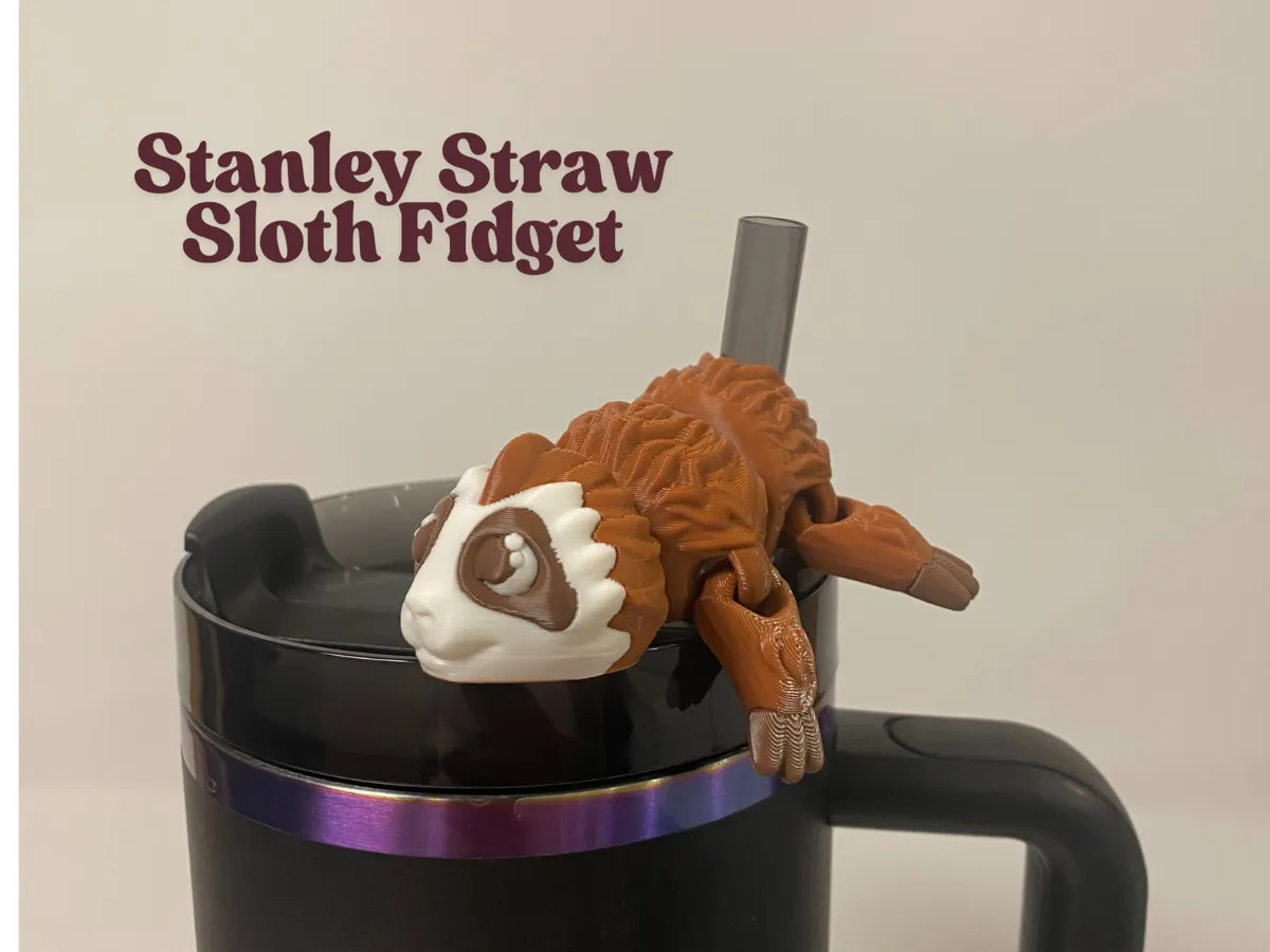 Stanley Straw Sloth Fidget - Free 3D Print Model - MakerWorld