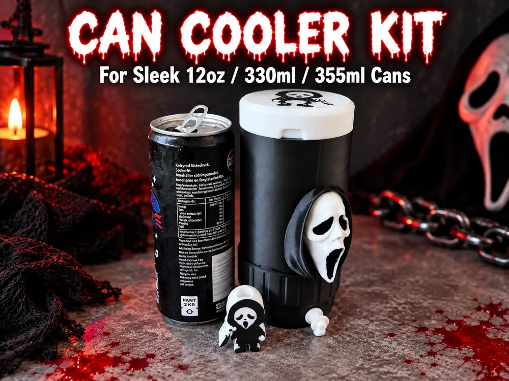 Letrero o emblema decorativo: Can Cooler – 12 oz / 330 ml / 355 ml Sleek Cans. Referencia del modelo original.