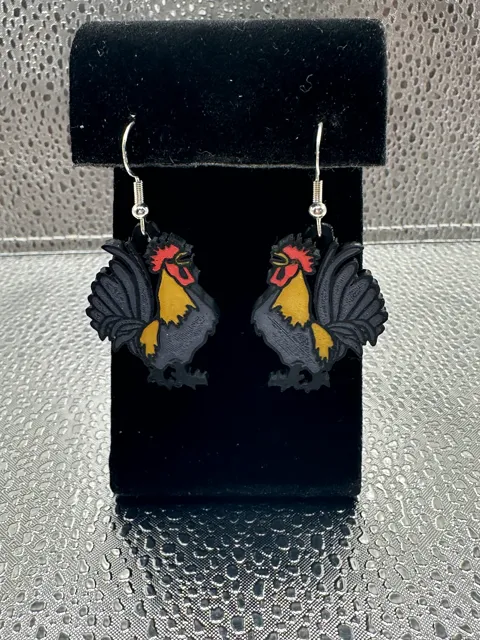 Rooster Earrings view 2
