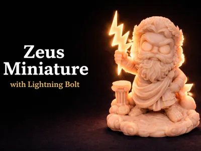 Chibi Zeus Miniature with lightening Bolt