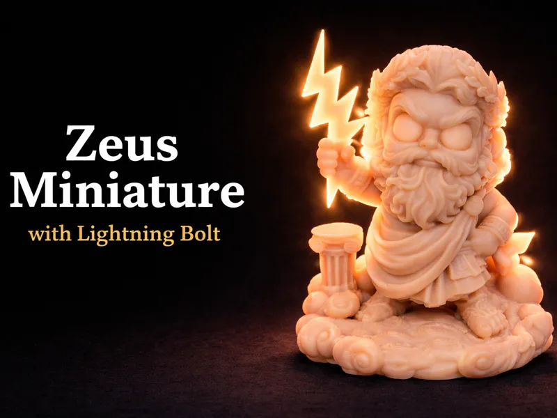 Chibi Zeus Miniature with lightening Bolt
