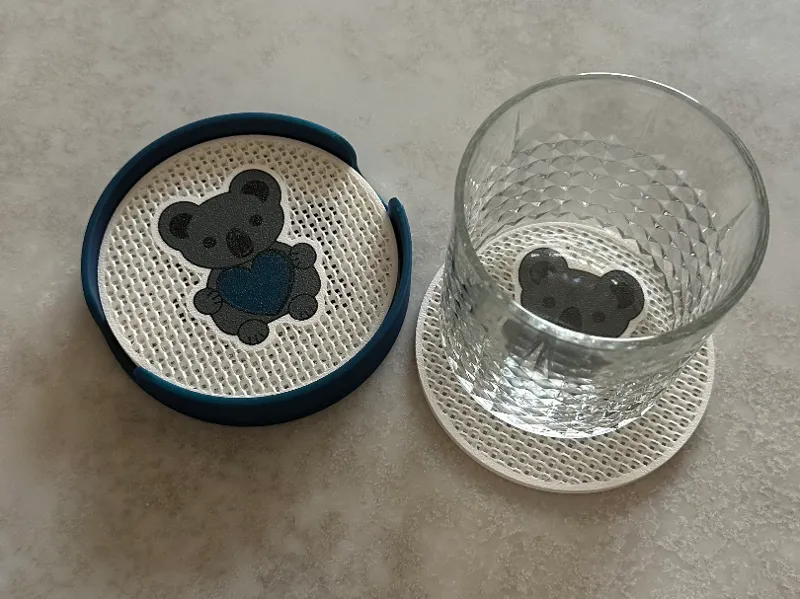 Cute Koala Holding a Heart Coasters with a Holder