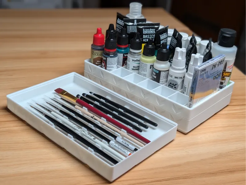 Stackable Gridfinity Paints and Brush Organizer