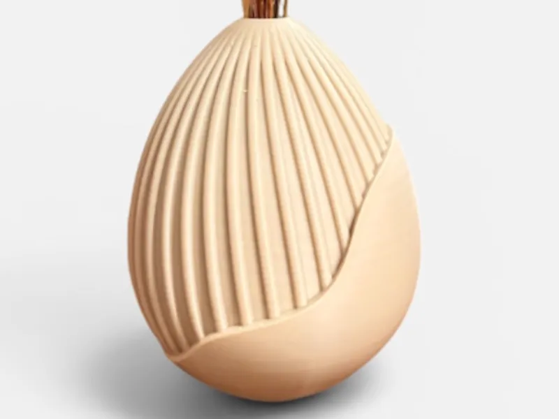 vaso a forma di uovo a coste 