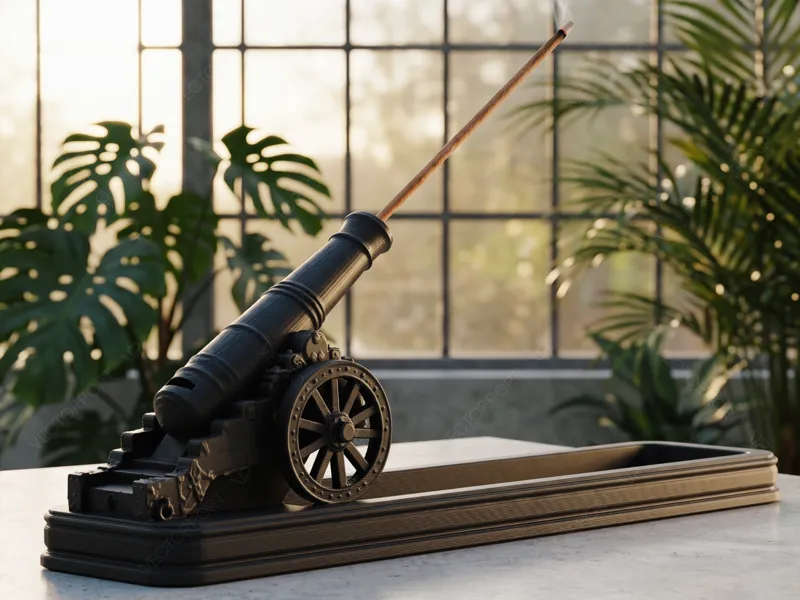 Medieval Cannon Incense Holder Vintage War #054
