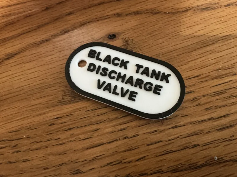 Black Tank Discharge Valve label for boat
