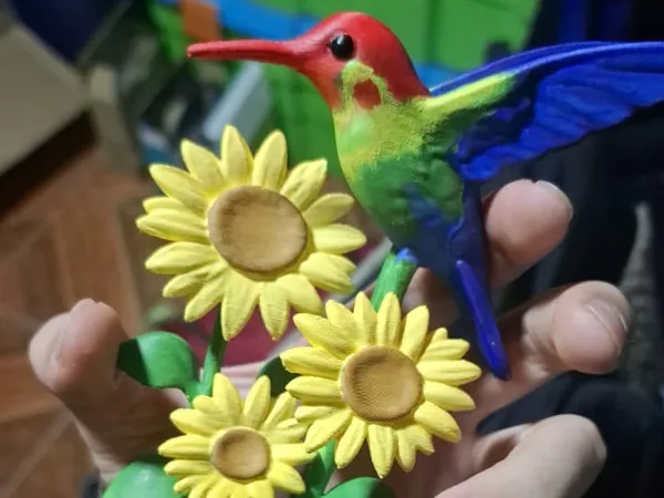 Colibri sur tournesols