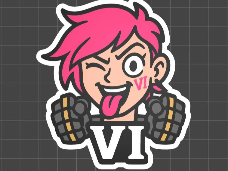VI Keychain Arcane League of Legends 4+6 Colors