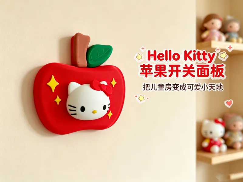 Hello Kitty苹果开关装饰面板 儿童房装饰  KT猫萌趣装饰开关