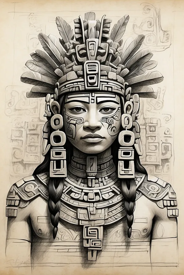 Lithophane guerrier aztèque