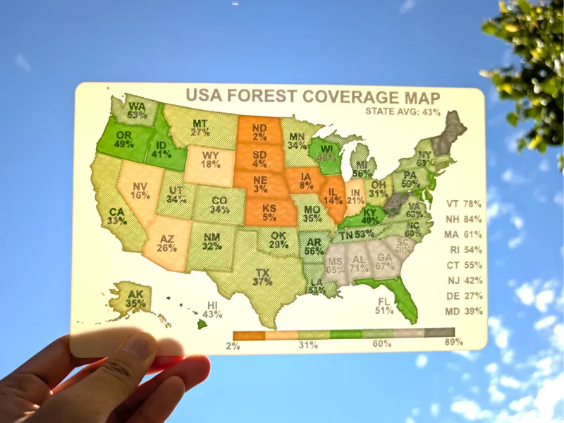 How Green Is Your State? USA Forest Coverage Map