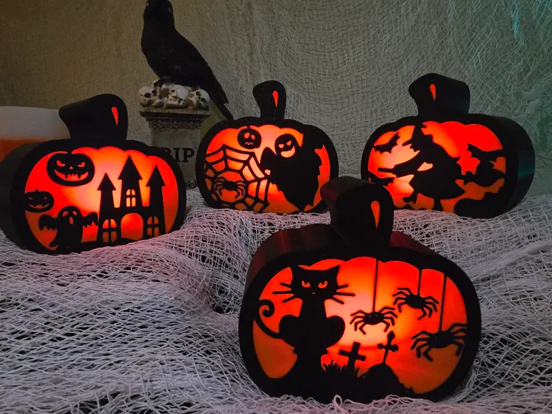 Halloween Pumpkin Scene Tealights