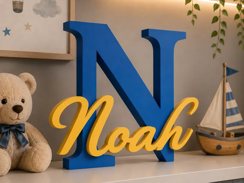 Elegant Noah Name Sign – Letter N with Script Name