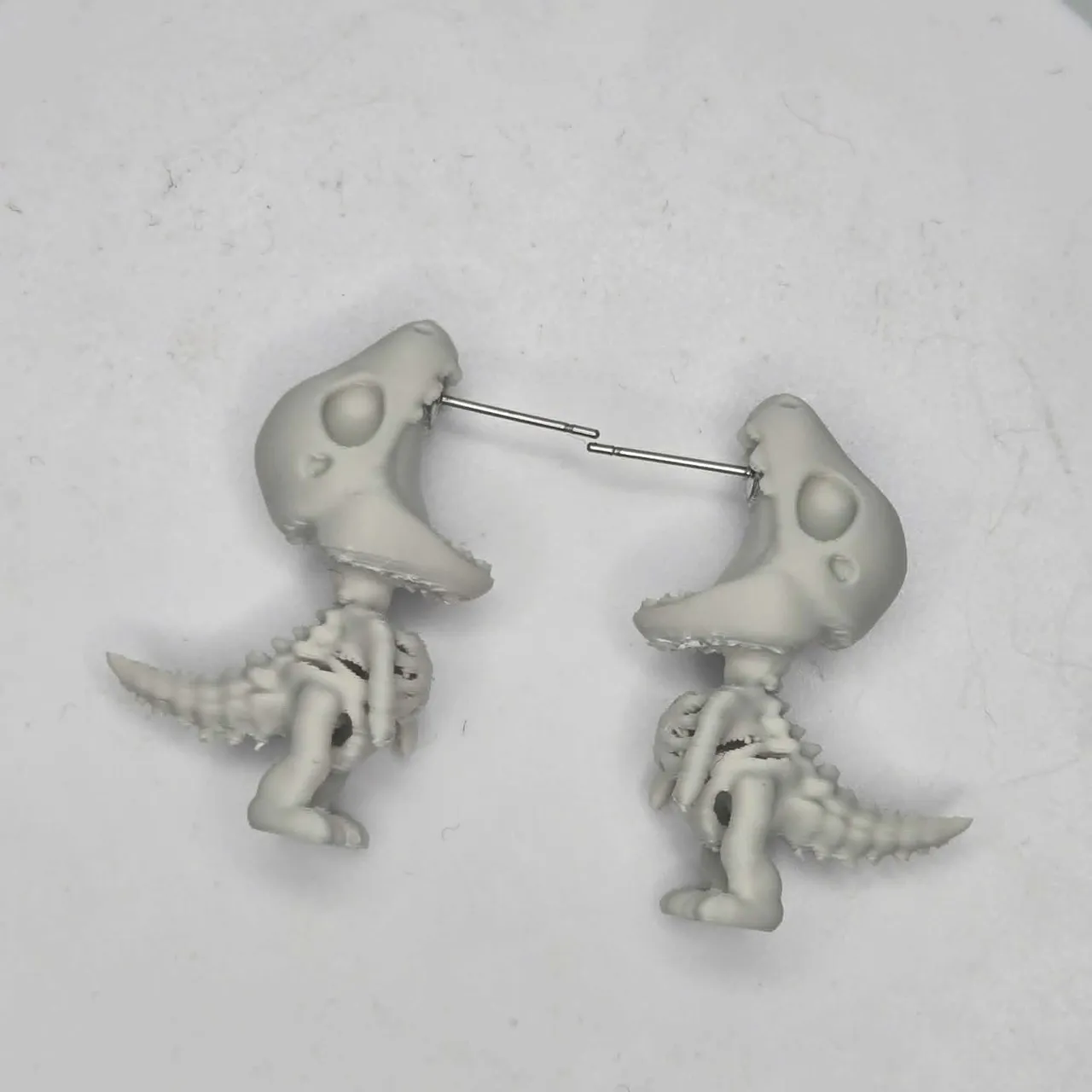Dino Skeleton Chomper Earrings view 2