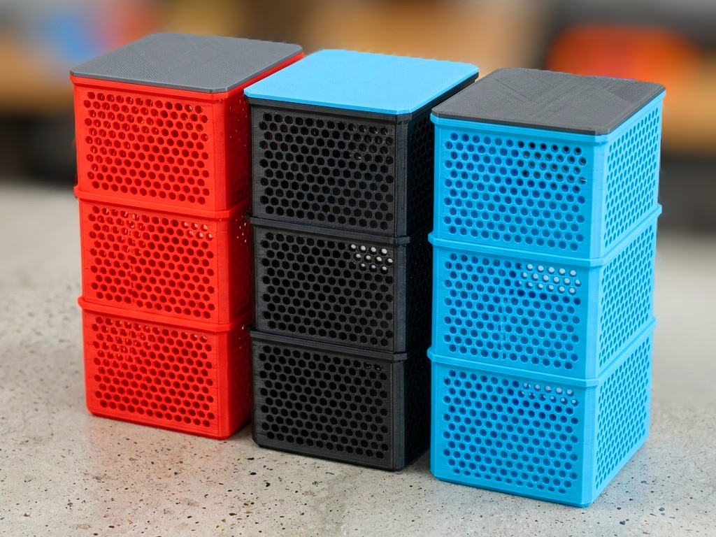 HexaGrid Stackable Bins: Support-Free Baskets