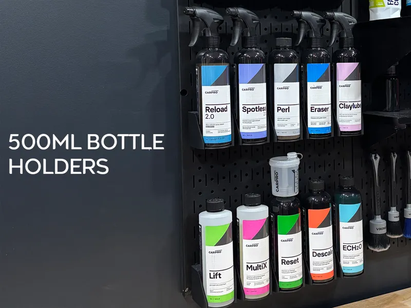 500mL Bottle Holders - Pegboard Mounted
