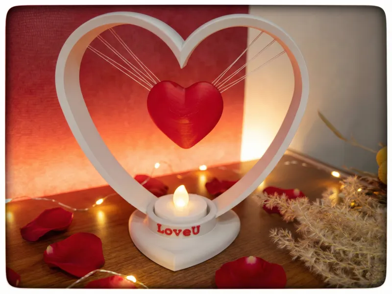 Floating Heart - LED Candle - Customizable Text