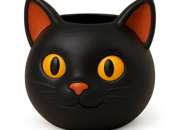 Seau à bonbons chat noir, Halloween