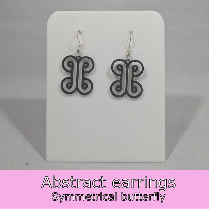 Abstract earrings - symmetrical butterfly view 2