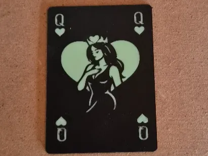 Queen of hearts glow in the dark playing card