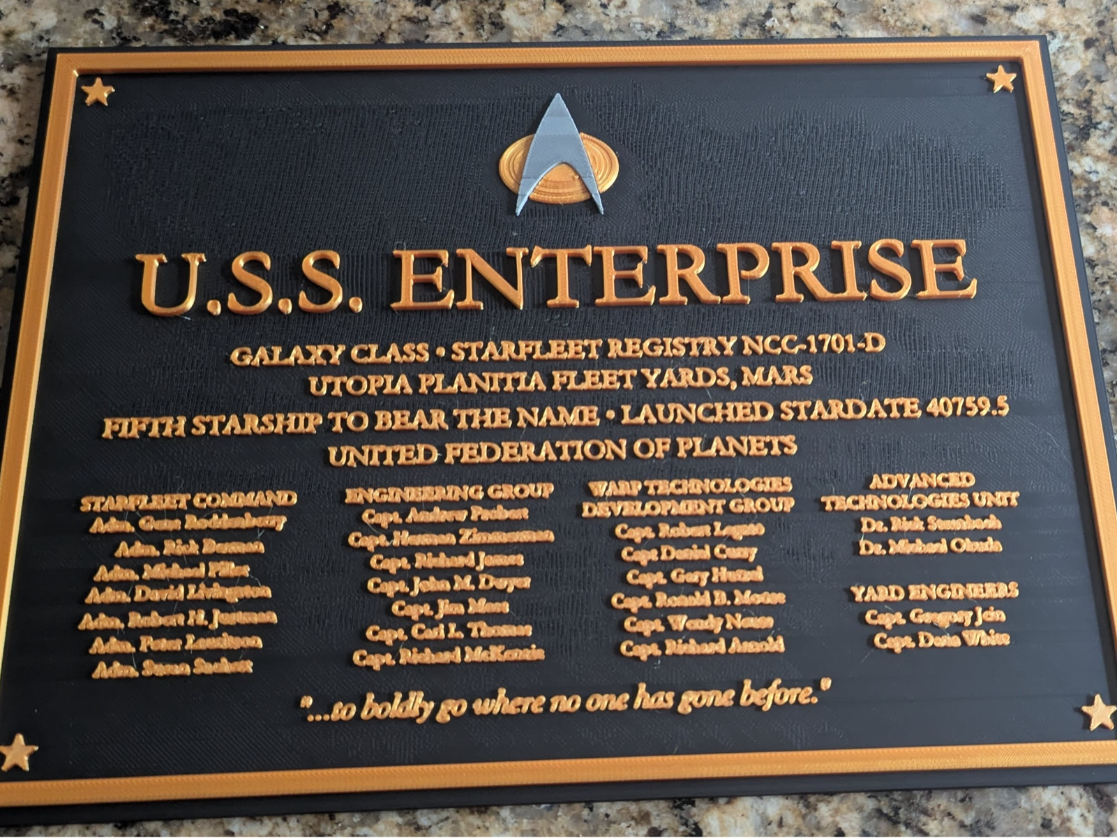 ENTERPRISE 1701-D Builder Plate