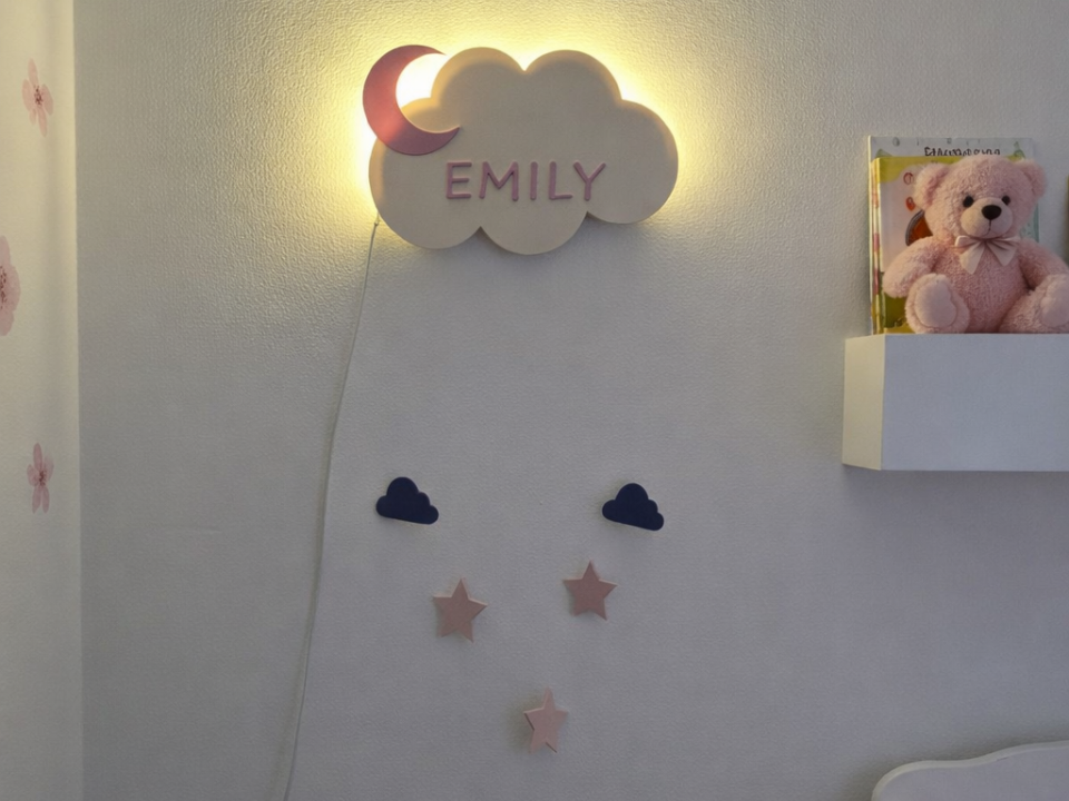 Custom Cloud Name Wall Decor with LED Option
