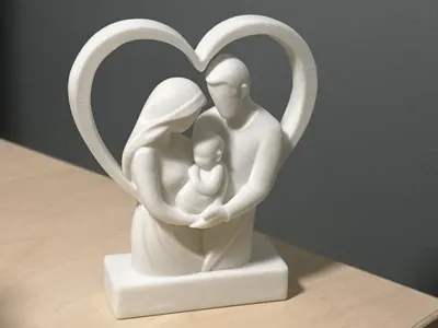 Family Heart Sculpture Decorative Figurine