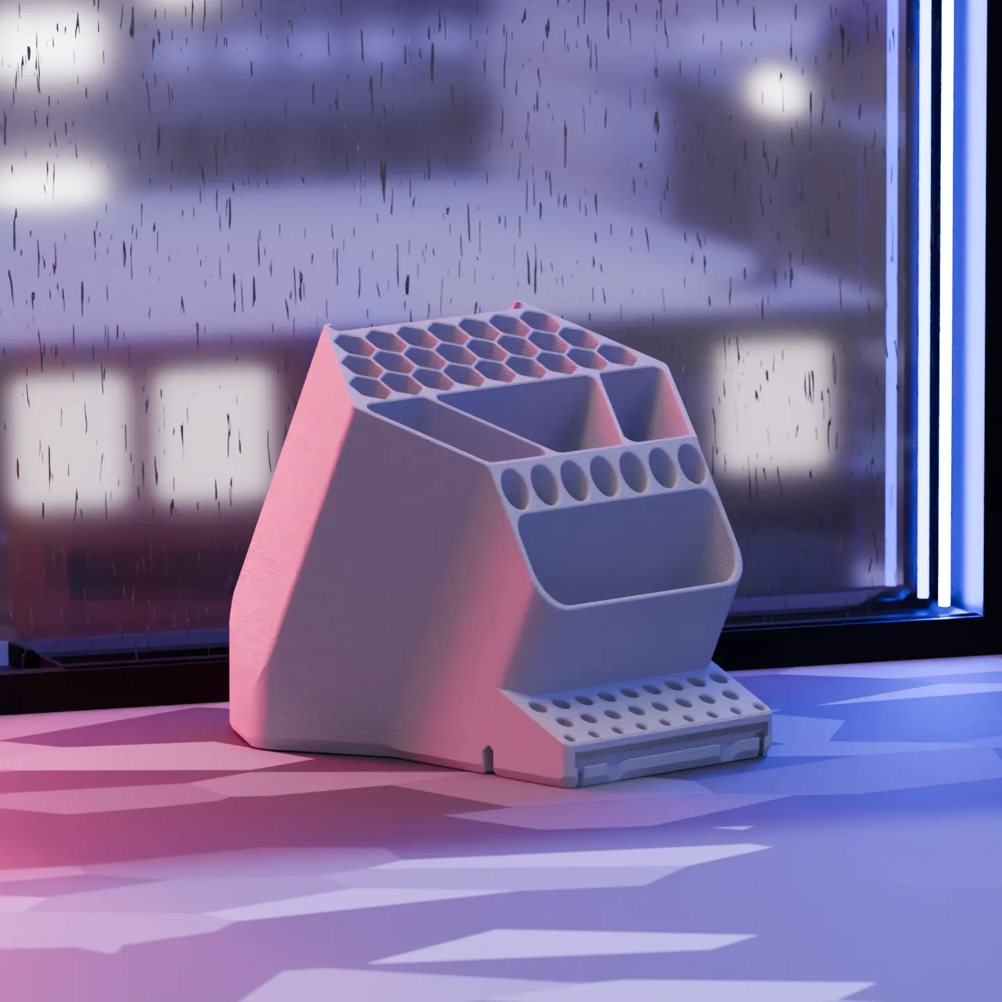Miniatura 1 do modelo 3D 马克笔架画笔收纳笔筒B型
