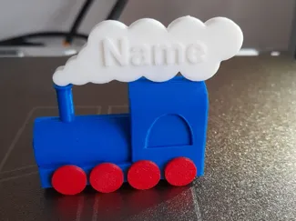 Customizable 3D Train with Name on Cloud
