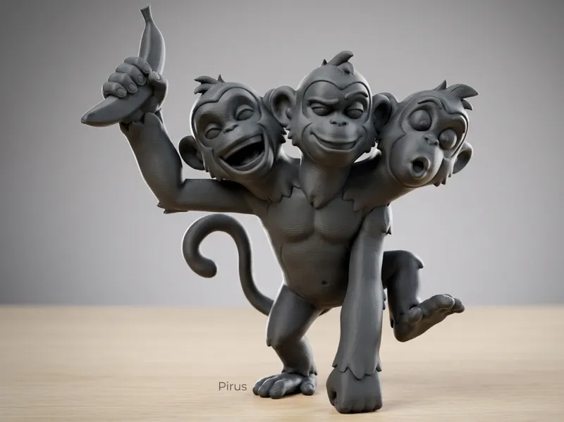 Three-Headed Monkey Statue–Monkey Island Inspired