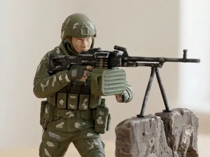 Modern Soldier (Machine Gunner No.2) - Free 3D Print Model - MakerWorld