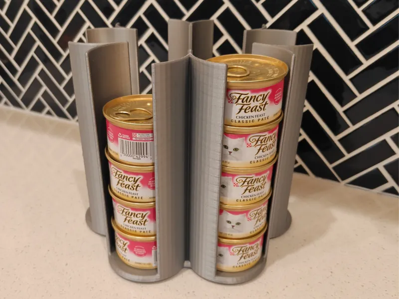 Wet Cat Food Can Holder Lazy Susan 3oz, 5oz, Gems