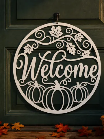 Adorno temático: Autumn Welcome Sign – Pumpkin Door Decor — vista de referencia 2