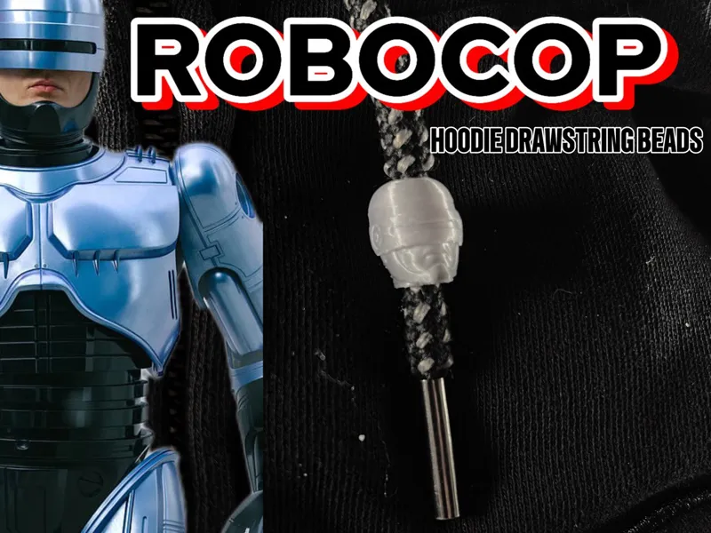 Robocop hoodie drawstring beads