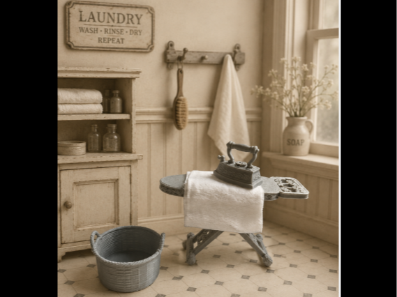 Victorian Laundry Set – Miniature Dollhouse Decor