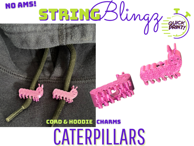 Caterpillar StringBlingz | Hoodie Cord Charms