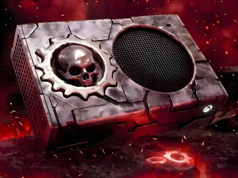 Caja o estuche: Carcasa Xbox Series S Edición Gears of War E DAY. Referencia del modelo original.