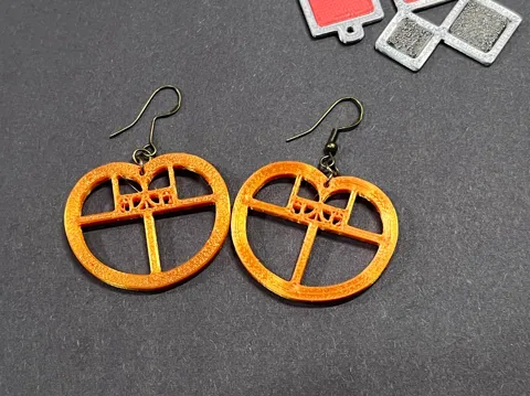 Fibonacci love heart earrings view 2