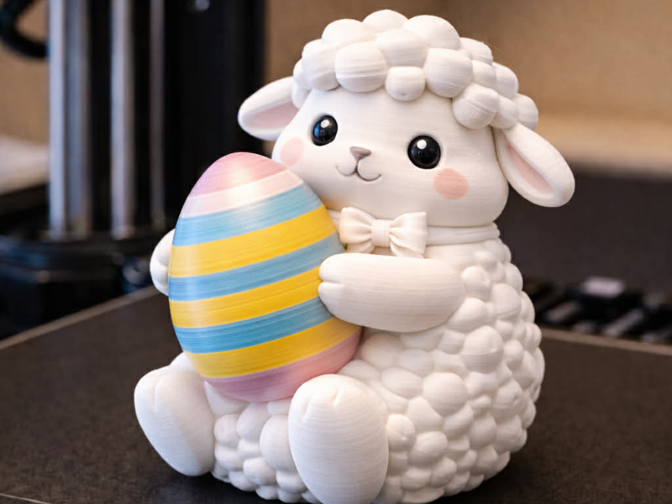Cute Easter Lamb with Egg  3D Print Decoration