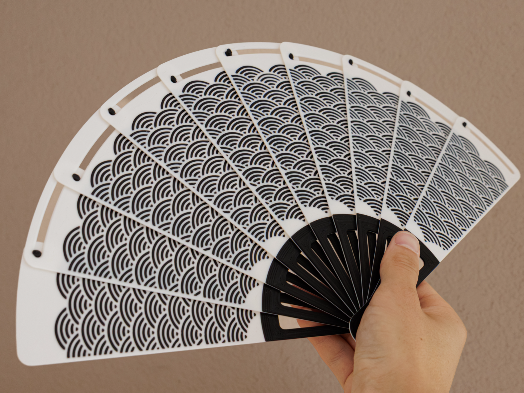 Folding Hand Fan with Japanese wave pattern