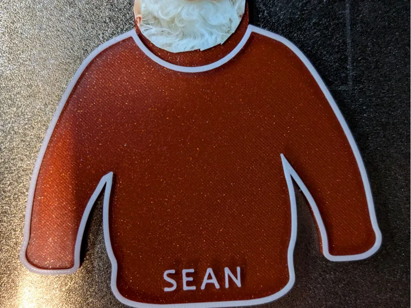 Custom Sweater Ornament with name and picture.