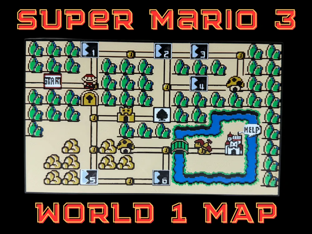 Super Mario Bros 3 - World 1 Map - NES