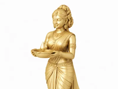 Traditional Indian Woman with Diya