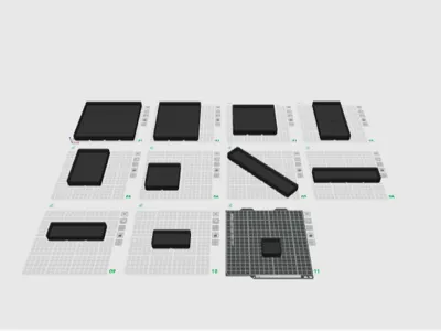 1x1 - 4x4 and 1x5 gridfinity boxes
