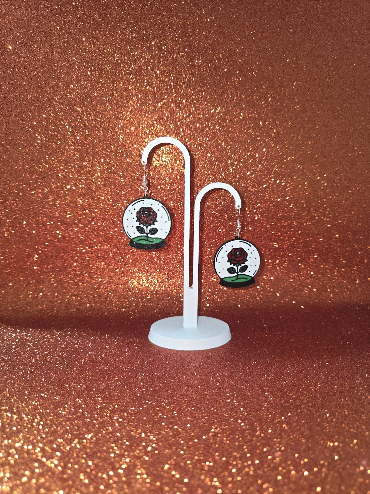 Rose in a ball earrings view 3